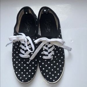 City Lights (JC Penney) Olivia Black and White Polka Dot Sneakers - Size 7